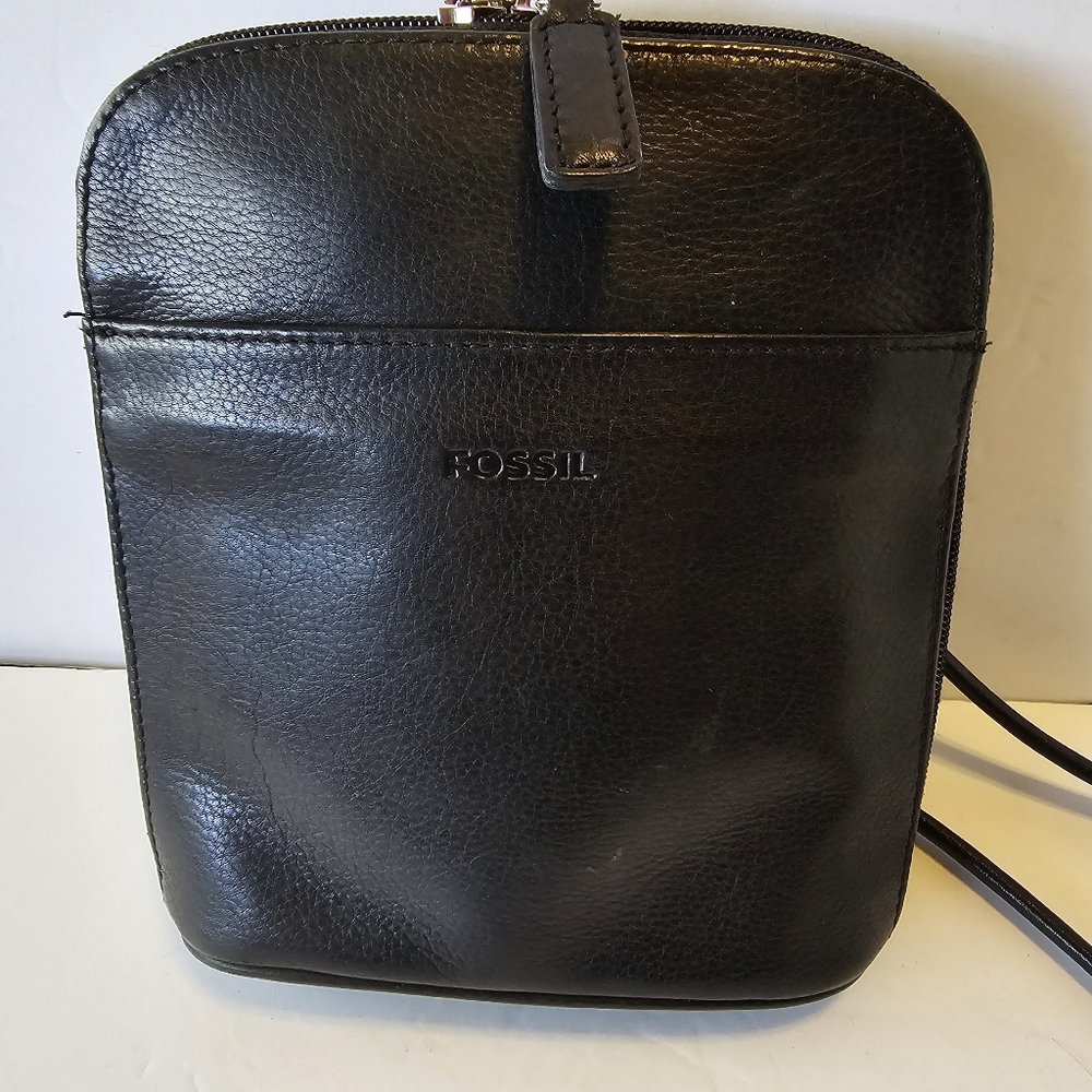 Fossil Black Leather Crossbody Handbag